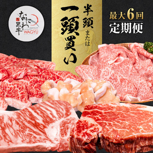 【配送回数が選べる!最大6回定期便】なにわ黒牛 贅沢 全部位が楽しめる 1頭買い 総重量約159,400g 