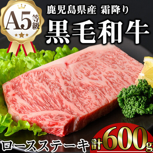 鹿児島県産 A5等級 黒毛和牛 霜降り ロース ステーキ(計600g)【KNOT】 A633-v01