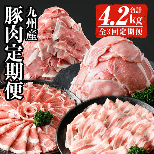 [定期便・全3回(連続)] 毎月 豚肉 お届け 九州産 豚肉 定期便 (合計4.2kg) [ナンチク]