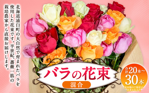 バラの花束 混合(20-30本)| 花 バラ 薔薇 生花 ローズ 花束 ブーケ 贈り物 プレゼント ギフト[2026年11月下旬頃迄発送予定]