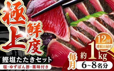 【12回定期便】炭火焼き 鰹塩たたきセット 6~8名分 / 鰹 たたき 鰹たたき 鰹のたたき 鰹 たたき 鰹たたき 鰹のたたき[ATAD052]