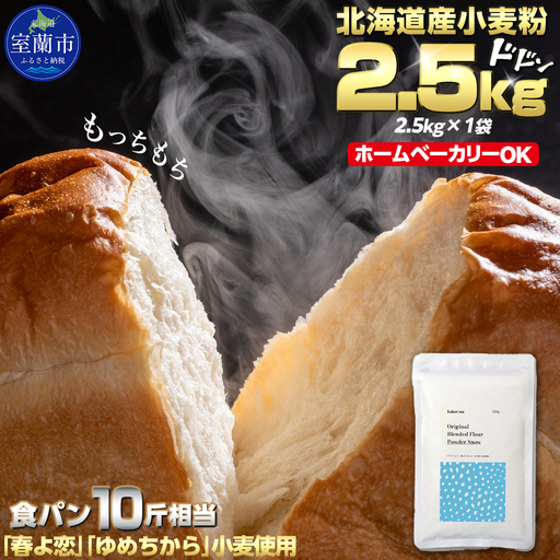 北海道産 小麦粉 「春よ恋」「ゆめちから」ブレンド小麦粉 パウダースノー(パン用強力粉)2.5kg MR