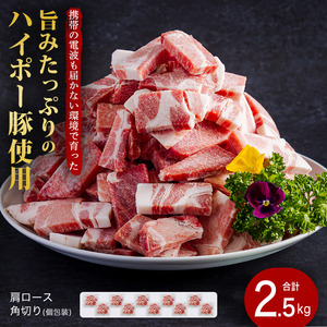 豚肉 肩ロース角切り 250g×10パック ハイポー豚 阿武町産