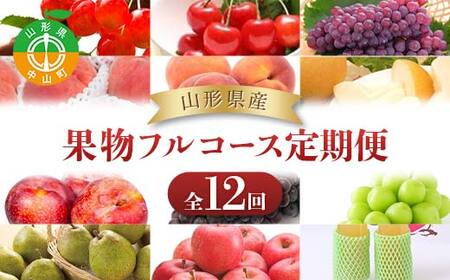 【定期便 12回】山形県産 果物フルコース定期便 くだもの フルーツ さくらんぼ 佐藤錦 紅秀峰 桃 もも すもも 和梨 豊水 幸水 秋姫 ぶどう シャインマスカット デラウェア スチューベン ラ・フランス ラフランス りんご 山形県 中山町 F4A-0492