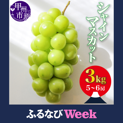 【ふるなびWEEK対象】シャインマスカット 約3.0kg（5～6房）山梨県甲州市 産地直送【2026年発送】（ORJ）C5-802