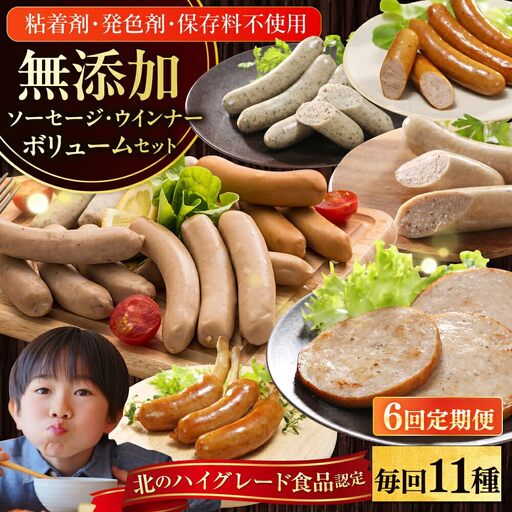 【全6回定期便】【結着剤・発色剤・保存料不使用】 放牧豚 ソーセージ11種セット 無添加 無塩せき [AXBA028]