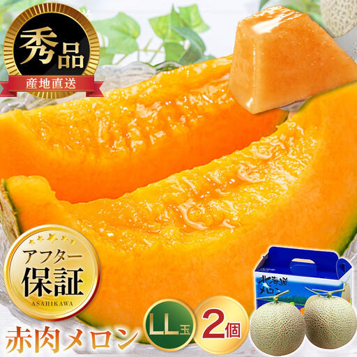 【26年発送先行予約】北海道 秀品 「赤肉メロン」LL玉×2個 (2026年7月発送開始予定) _04754