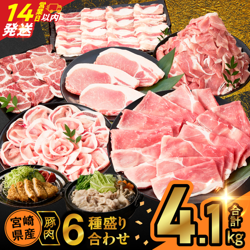 [14営業日以内発送]宮崎県産豚肉6種盛り合わせセット(合計4.1kg) 肉 豚 豚肉 おかず 国産_T030-2045-14E