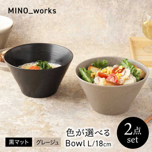 【美濃焼】 色が選べる MINO_works ボウルL 18cm 2点セット【EAST table】 ボウル 器 モダン[MBS121]