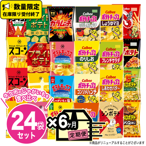 【 6ヶ月 連続 定期便 】 カルビー 湖池屋 人気 24種 詰め合わせ お楽しみ 24袋 スナック菓子 セット