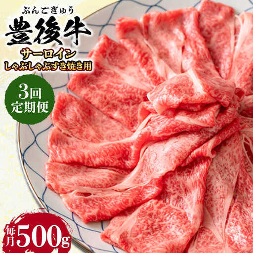 【全3回定期便】【厳選部位】おおいた豊後牛 サーロイン しゃぶしゃぶすき焼き用 500g 日田市 黒毛和牛 サーロイン 牛肉 豊後牛 しゃぶしゃぶ すき焼き[AREI083]