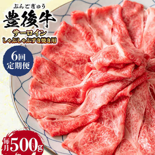 【全6回定期便】【厳選部位】おおいた豊後牛 サーロイン しゃぶしゃぶすき焼き用 500g 日田市 黒毛和牛 サーロイン 牛肉 豊後牛 しゃぶしゃぶ すき焼き[AREI084]