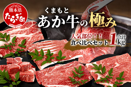 8月終了【エシカル和牛】あか牛の極み 人気部位 食べ比べセット【1kg】 ロース カタ モモ 角切り 焼肉 しゃぶしゃぶ すき焼き 熊本 あか牛 牛肉 赤身 和牛 国産 1キロ 033-0506