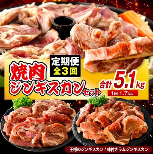 [定期便 3か月]焼肉ジンギスカンセット 計9袋 5.1kg