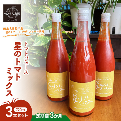 定期便 3か月 トマト ジュース 「 星のトマトミックス 」 720ml 3本 セット  ジュース