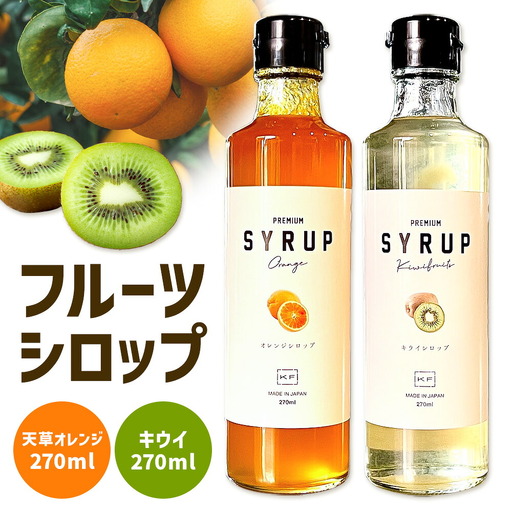 フルーツシロップ 天草オレンジ・キウイ セット 270ml×2本