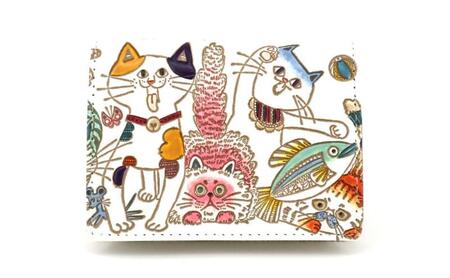 [文庫屋大関]箱まち小銭入れ ネコ集合[皮革工芸品] 革製品 工芸品 民芸品 牛革 財布 小銭入れ 小物入れ お祝い ギフト プレゼント 墨田区 東京都