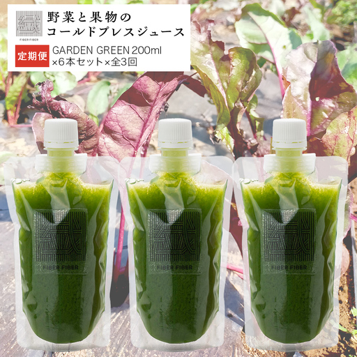 【定期便 全３回】野菜と果物の コールドプレスジュース ＧＲＥＥＮ ＧＡＲＤＥＮ 200ml × 6本セット 野菜ジュース スムージー 美容 健康 無添加