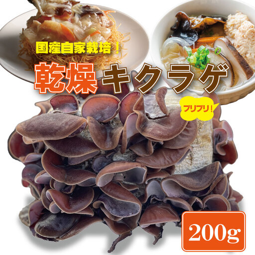 国産 自家製 乾燥 きくらげ (200g)ジョブクリエイト きくらげ