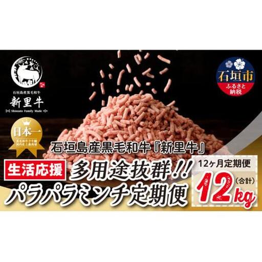 石垣島産 黒毛和牛 新里牛 パラパラミンチ 定期便全12回（毎月1kg×12回）合計12kg SZ-47