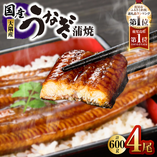 鹿児島県大隅産 うなぎ蒲焼 4尾（600g） KN007-004-04 うなぎ 鰻 魚 惣菜 総菜