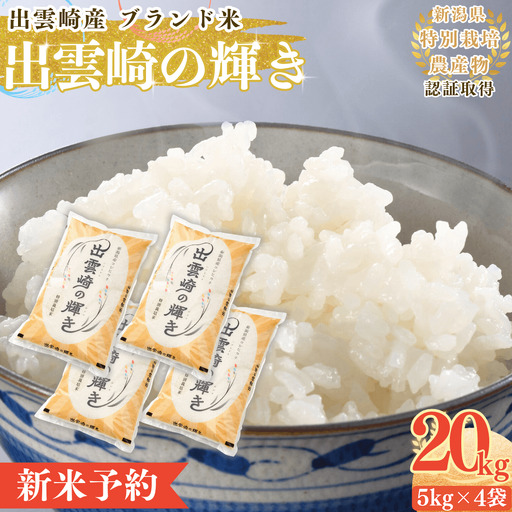 【新米】【先行予約】 特別栽培 新潟産コシヒカリ 「出雲崎の輝き」 20㎏ (9月下旬より順次発送予定 ) 令和8年産 | コシヒカリ 新潟県 出雲崎町