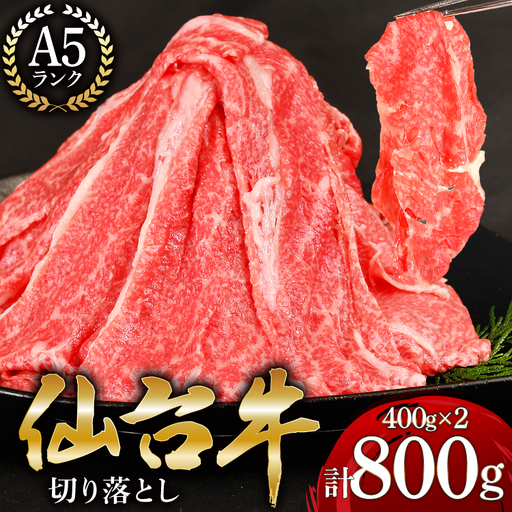 【ふるなび限定】【仙台牛 A-5ランク】切り落とし 400g 2p 計800g  限定掲載 FN-Limited-SP