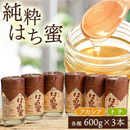 天然ハチミツ2種6個セット(アカシア600g×3個、トチ600g×3個)_はちみつはちみつはちみつはちみつはちみつ_【配送不可地域：離島・沖縄県】【1034001】