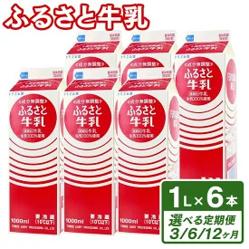[定期便3ヶ月]ふるさと牛乳1L 6本セット 計18本 | 牛乳 _DT10