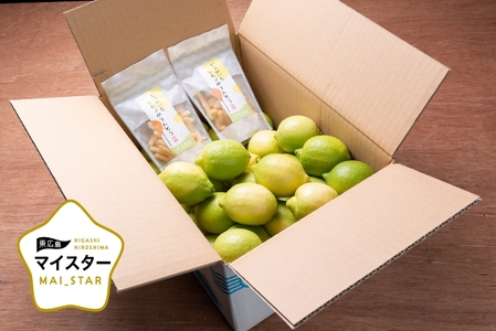 ワックス・防腐剤不使用の皮ごと使えるレモン4kgとかりんとう2袋セット [配送時期:9月上旬〜5月中旬]