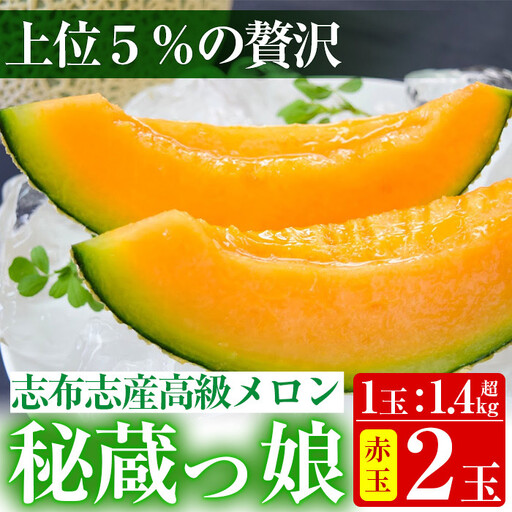 極上メロン「秘蔵っ娘」赤玉(赤肉)2個 メロン マスクメロン 果物 くだもの デザート 赤肉 b5-036