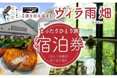 ヴィラ雨畑　宿泊券（大人１名）※１泊２食付