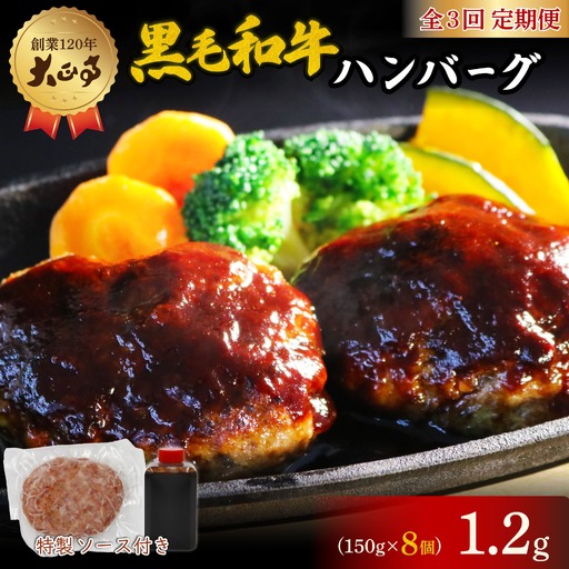 【全3回定期便】ハンバーグ 国産 和牛 1.2kg ハンバーグ