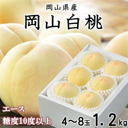 【先行受付】岡山白桃 エース4～8玉 1.2kg 岡山県産【配送不可地域：離島・北海道・沖縄県】【1305697】