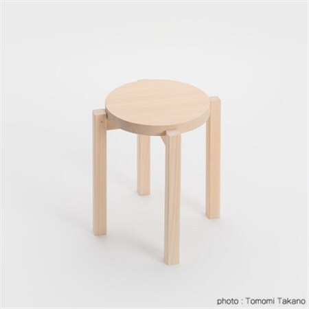 ヒノキのラウンドスツール(ウレタン塗装)　TSUYAMA FURNITURE【1403734】