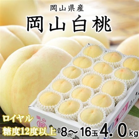 【先行受付】岡山白桃 ロイヤル 8～16玉 4.0kg 岡山県産【配送不可地域：離島・北海道・沖縄県】【1424429】