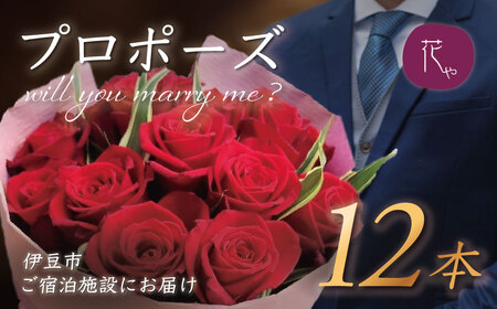 プロポーズ赤バラ 12本 市内宿泊施設お届け [022-003]