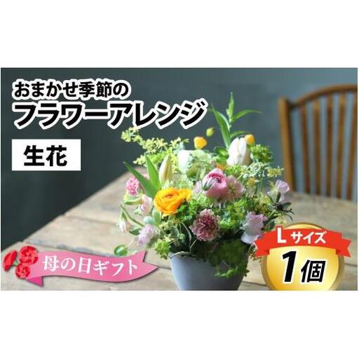 おまかせ季節のフラワーアレンジ（生花）Lサイズ【母の日申込期日：4/26（日）まで】【母の日発送予定日：～5/11（月）まで】お好み、着日指定可能 日本製 フラワーアレンジメント ギフト フラワーギフト 贈り物 贈答用 贈答 お花 フラワー お歳暮 花束 日付指定