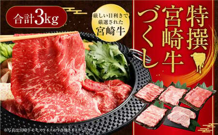 [特撰宮崎牛づくし(5種類)計3kg]2ヶ月以内に順次出荷[c611_hn_x1]