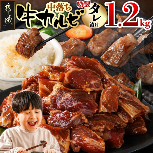 牛中落ちカルビ タレ漬け1.2kg〔AAJ-33-023-1200g〕_(都城市) 味付き牛中落ちカルビ 300gパック 真空 小分け 1200g