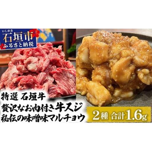 牛スジ500g×2、味噌味マルチョウ300ｇ×2のセット　 IM-27
