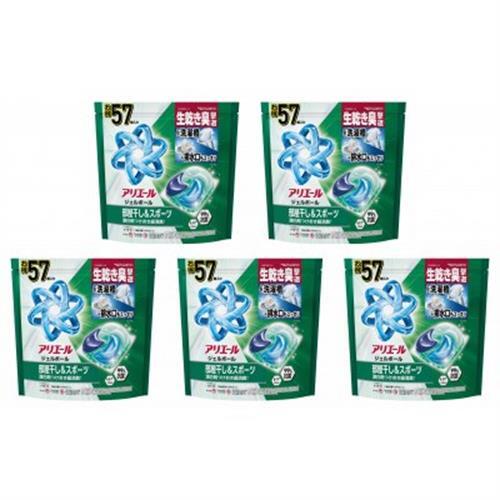 P＆G　アリエールジェルボールプロ　部屋干し＆スポーツ　つめかえメガジャンボ(57個入り)×5個_雑貨・日用品 洗剤 日用品 _【1591383】