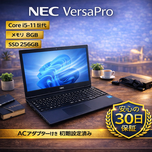 【 NEC　VersaPro 】第11世代Core i5 / メモリ8GB / 256GB / フルHD ～初期設定済み・すぐ使える再生ノートPC～ | 220-01