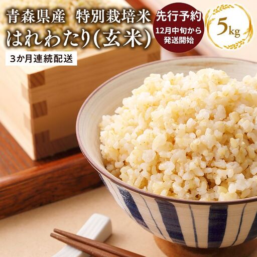 ≪令和8年産 先行予約≫【3カ月定期便】特別栽培米 はれわたり玄米5kg×3回[hi-0061-008]