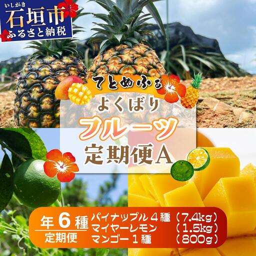 《年6回発送》島のおいしいを贅沢に！大満足のパイナップル4種とマンゴー、マイヤーレモンの定期便