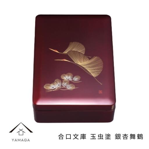 合口文庫 玉虫塗 銀杏舞鶴 33cm【YG295】