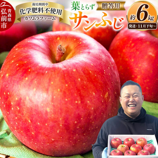 【26年11月下旬～発送】りんご 葉とらず サンふじ【贈答用】約6kg【先行受付】カワムラファーム 青森県 弘前市 果物 フルーツ 林檎 リンゴ くだもの ギフト 贈り物