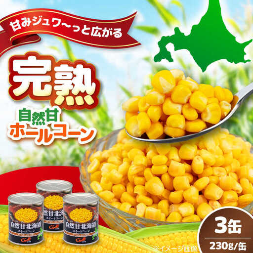 自然甘 ホールコーン 3缶[きもべつ観光協会] 缶詰 瓶詰 加工品 とうもろこし 北海道 常温配送 [AJAG021]