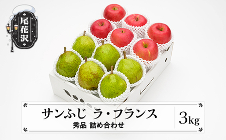 先行予約 サンふじ & ラ・フランス 詰め合わせ 秀品 計3kg 令和8年産 12月上旬~1月中旬頃発送 可 ns-fsrlx3-b
