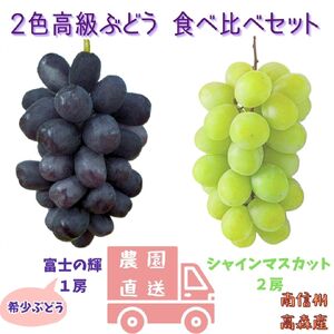 [数量限定]2色高級ぶどう(シャインマスカット、富士の輝)食べ比べセット